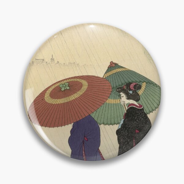 Item preview, Japanese art paint, women walk with umbrellas in the rain designed and sold by RoManSmArt.