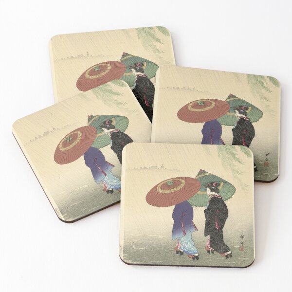 Item preview, Japanese art paint, women walk with umbrellas in the rain designed and sold by RoManSmArt.