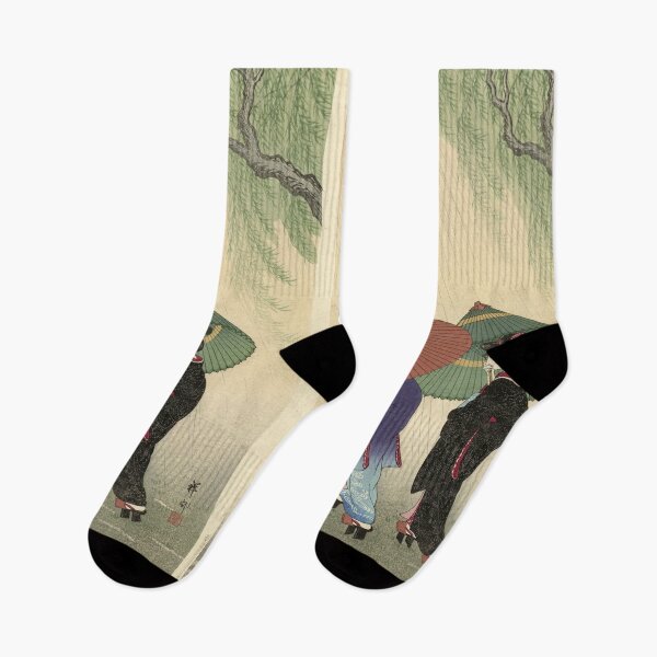 Item preview, Japanese art paint, women walk with umbrellas in the rain designed and sold by RoManSmArt.
