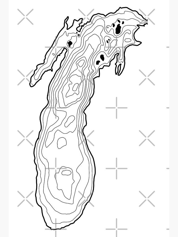 Lake Michigan Topographic Map Lake Michigan Depth Map" Art Board Print By Ghostiecatto | Redbubble