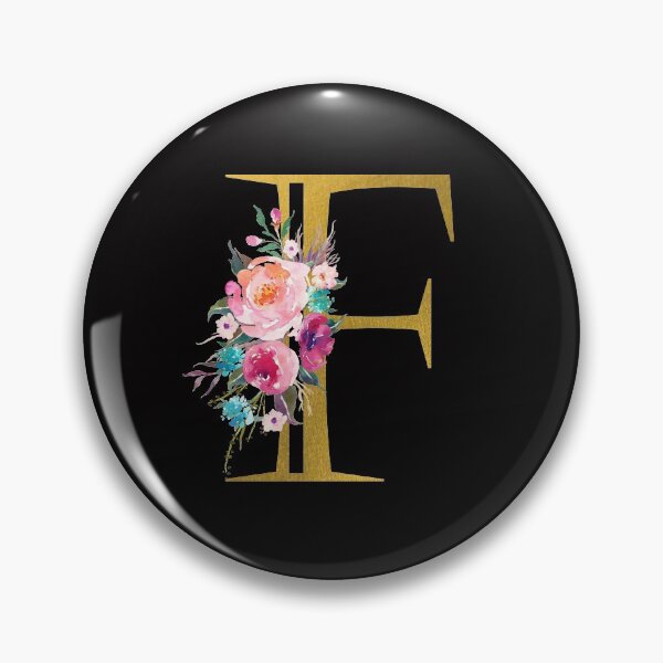 Item preview, Letter F, Floral Monogram, Watercolor Roses, Initial, Faux Gold Foil designed and sold by WildHoneyDesign.