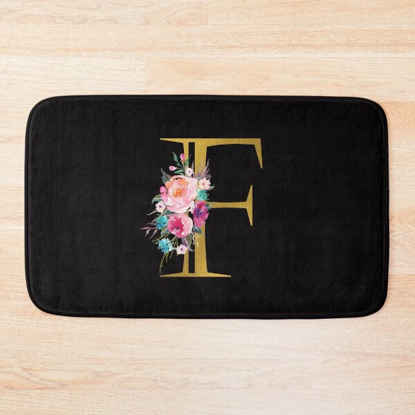 Item preview, Letter F, Floral Monogram, Watercolor Roses, Initial, Faux Gold Foil designed and sold by WildHoneyDesign.