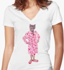 Crazy Cat Lady Women's Fitted V-Neck T-Shirt