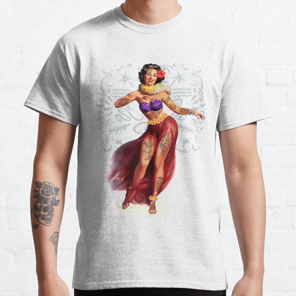 Metro&medio Designs - Tattoed hula dancer Pin-up Classic T-Shirt