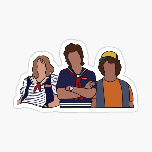 robin steve and dustin sticker for sale by alinevoight redbubble