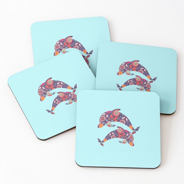 Item preview, Floral patterned dolphins designed and sold by NatureArtUK.