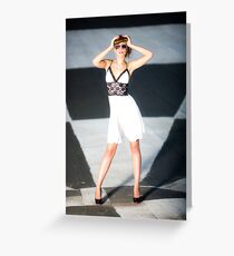 Girl in white short dress Greeting Card