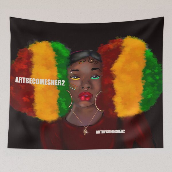 Item preview, Red, Green, and Gold Giant Afro Puffs  designed and sold by ArtBecomesHer2.