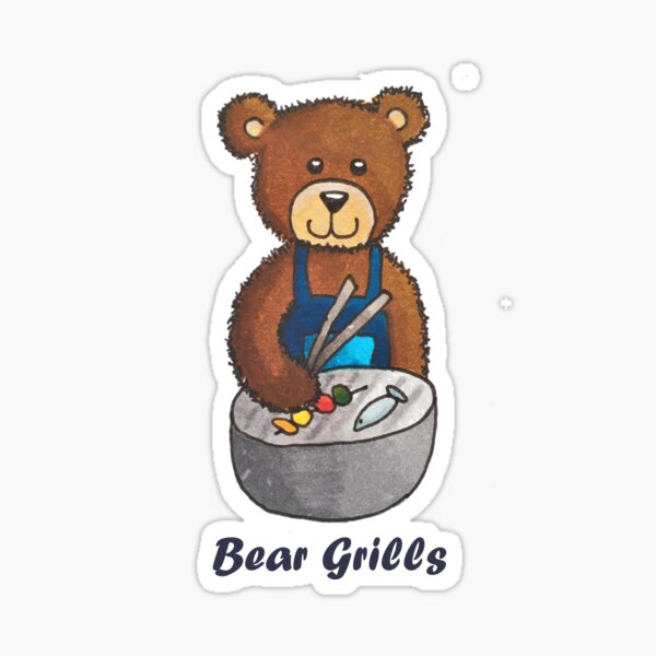 Bear Grills Stickers Redbubble - bear beret roblox id