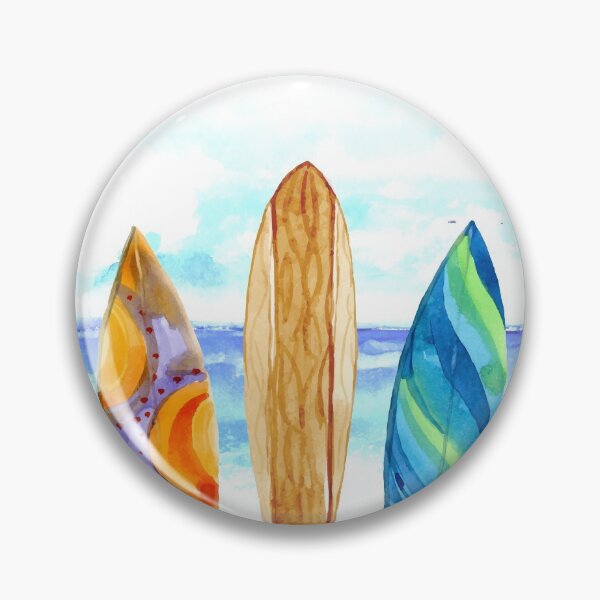Item preview, Watercolor surfboard scene designed and sold by Makanahele.