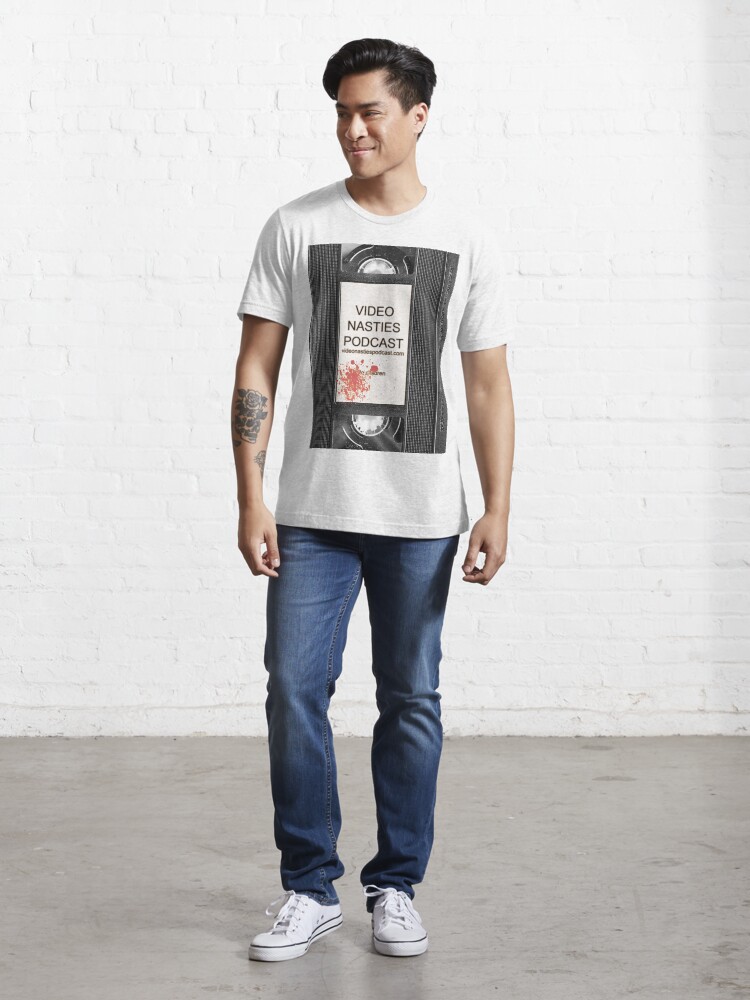 Alternate view of Video Nasties Podcast VHS Label Essential T-Shirt