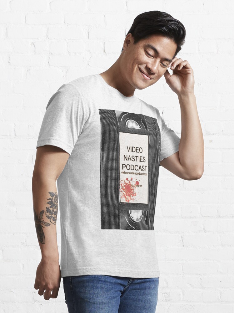Alternate view of Video Nasties Podcast VHS Label Essential T-Shirt