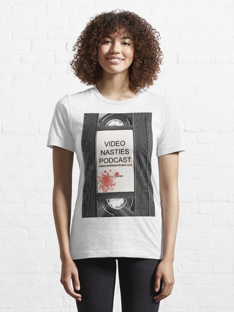 Alternate view of Video Nasties Podcast VHS Label Essential T-Shirt