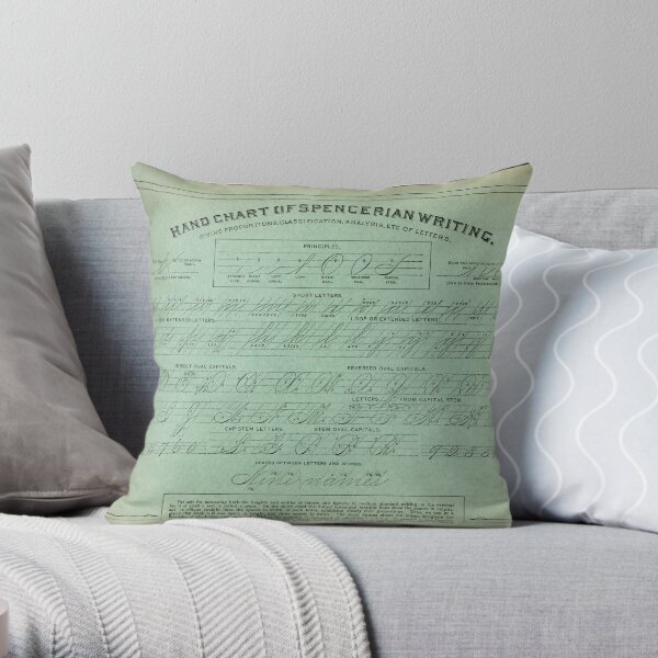 Hand Chart of Spencerian Writing Throw Pillow
