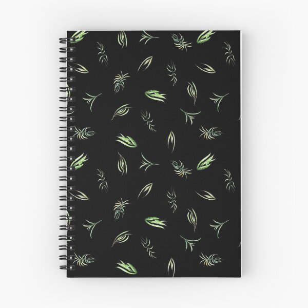 Item preview, Watercolor hand drawn illustration seamless pattern background with set of floral and grass elements on black designed and sold by FuzzyLogicKate.