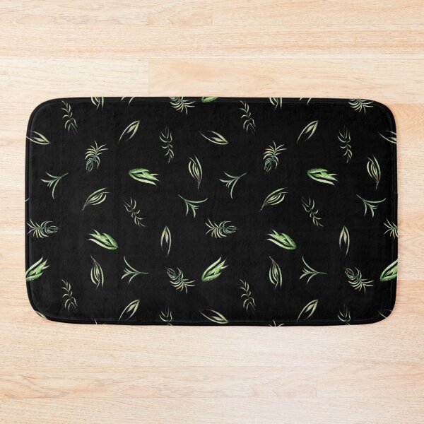 Item preview, Watercolor hand drawn illustration seamless pattern background with set of floral and grass elements on black designed and sold by FuzzyLogicKate.