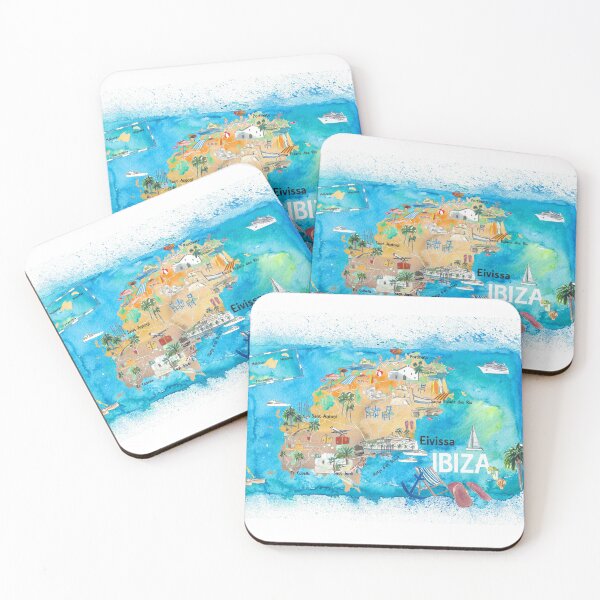 Item preview, Ibiza Spain Illustrated Map with Landmarks and Highlights  designed and sold by artshop77.