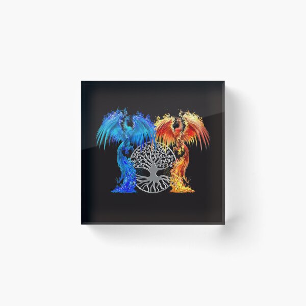 Item preview, Fantasy Fire And Ice Phoenix Silver Tree Of Life designed and sold by Atteestude.