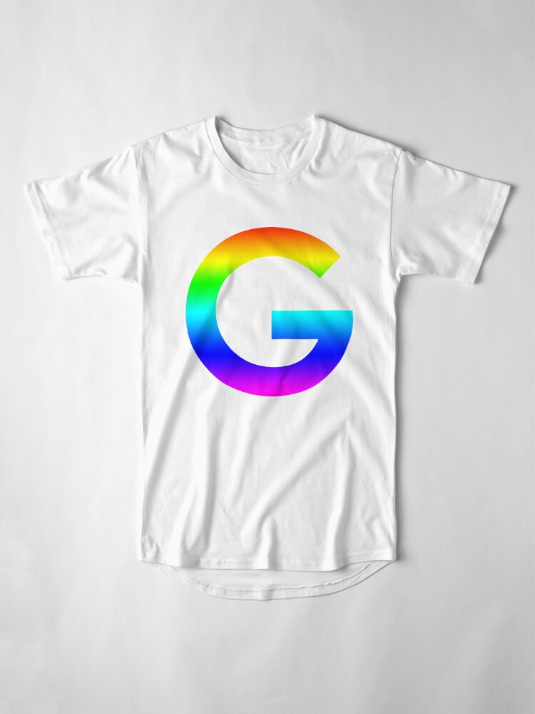 The Letter G - Monogram in Rainbow Gradient Long T-Shirt for Sale