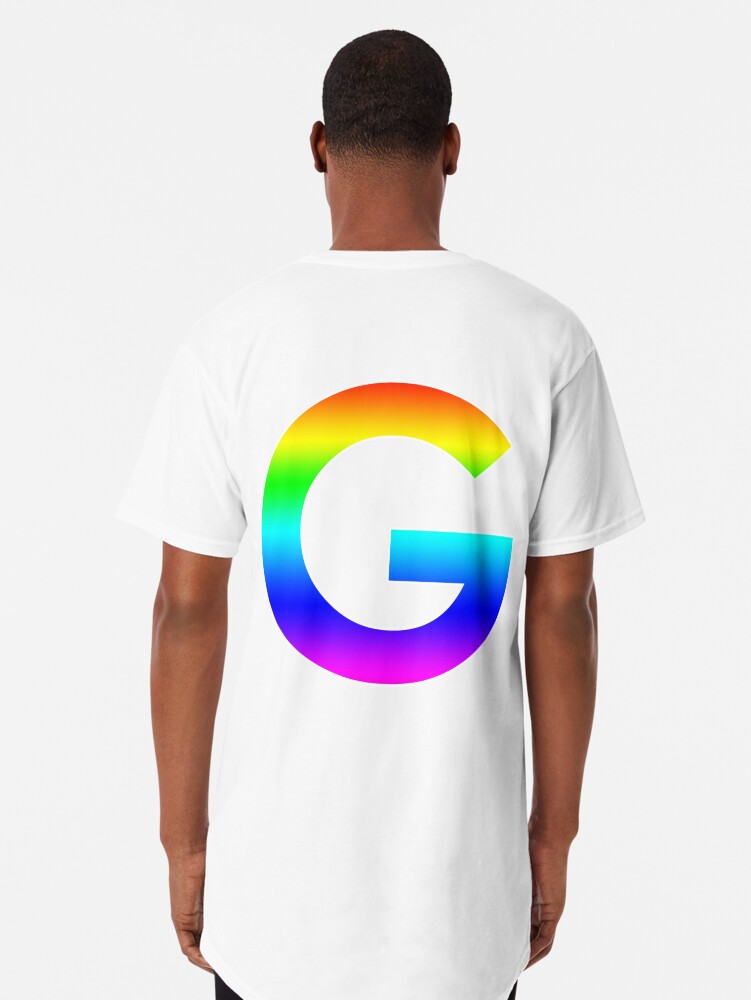 The Letter G - Monogram in Rainbow Gradient Long T-Shirt for Sale