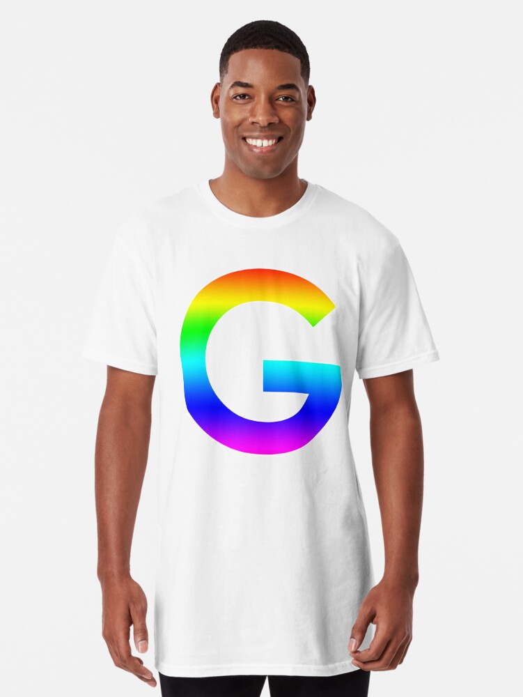 The Letter G - Monogram in Rainbow Gradient Long T-Shirt for Sale