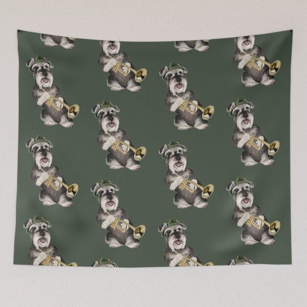 Item preview, Dog playing the trumpet - miniature schnauzer designed and sold by Mehu.