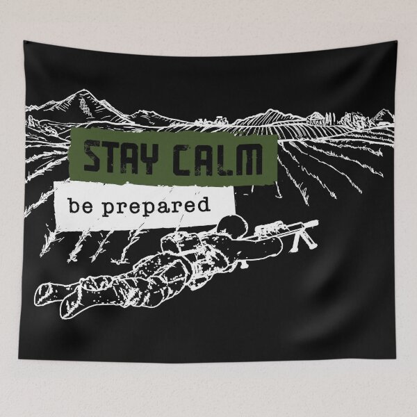 Item preview, Stay calm Be Prepared Sniper Mountain  designed and sold by Arassa Design.