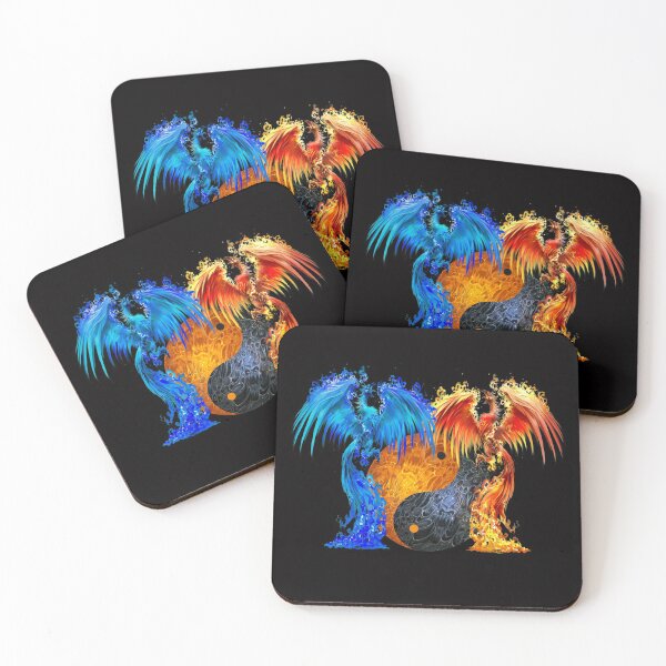 Item preview, Fantasy Fire And Ice Phoenix Orange Blue Yin Yang designed and sold by Atteestude.