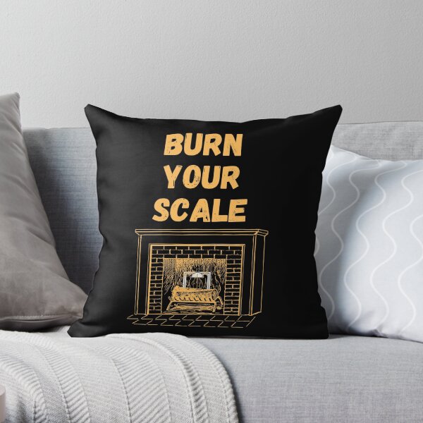 Burn Your Scale Black Background Throw Pillow