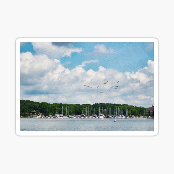 Item preview, Sunny Marina View Painted, Lake Norman NC designed and sold by Amy Dundon.