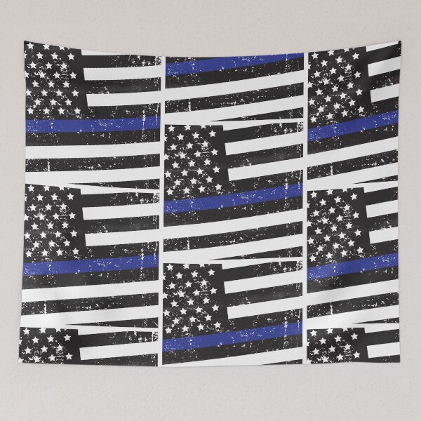 Item preview, Blue Line Square Flag designed and sold by Designs111.