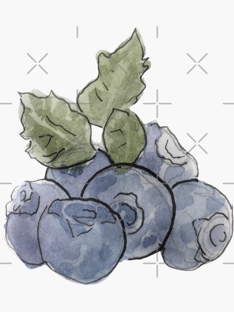 Handful of Blueberries Illustration in Watercolor by WitchofWhimsy