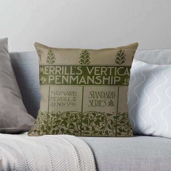 Merrill’s Vertical Penmanship Primer, 1895 Throw Pillow