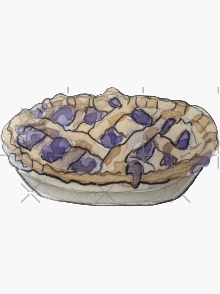 Blueberry Pie with Criss Cross Pattern Illustration in Watercolor by WitchofWhimsy
