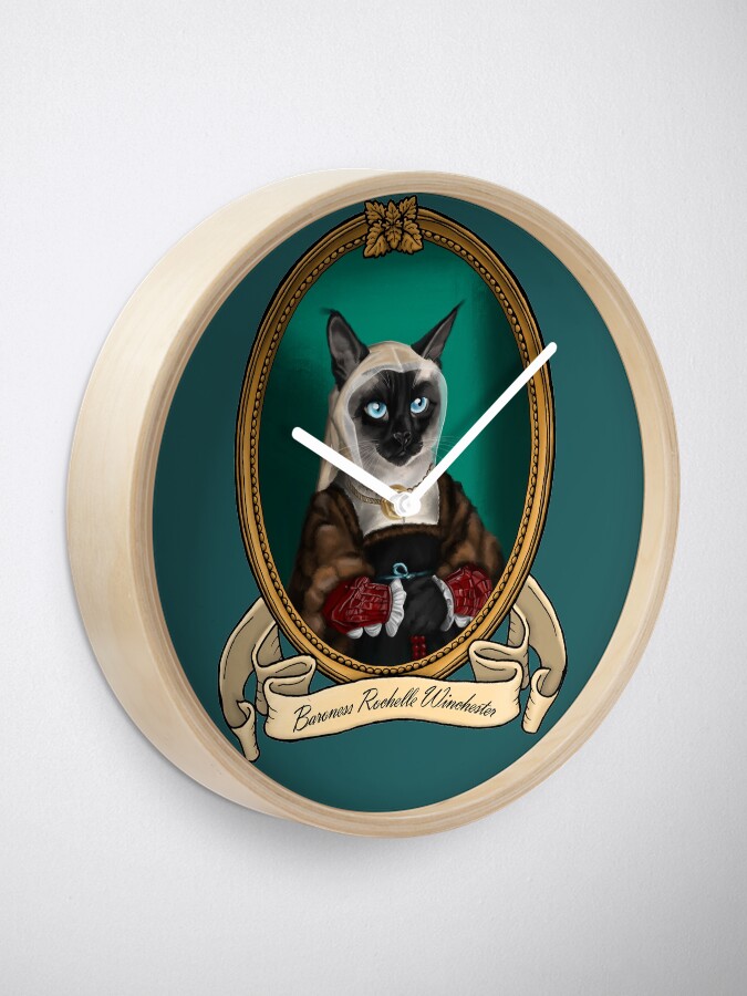 "Renaissance Cat Baroness Rochelle Winchester (A Siamese Cat)" Clock