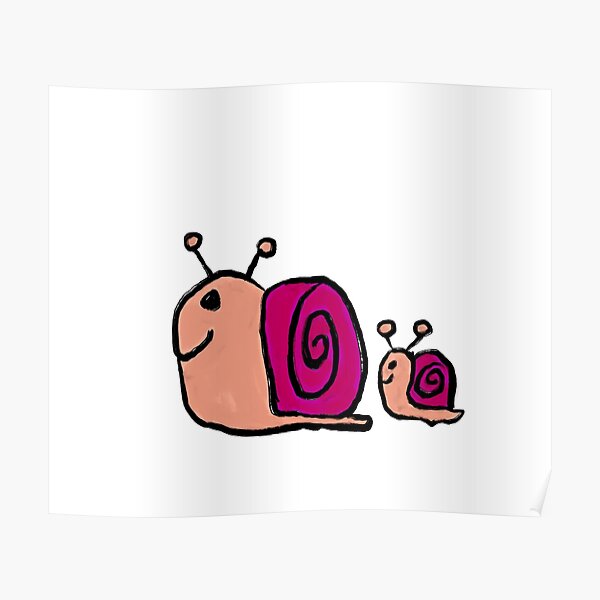 "Kids Snail Family Drawing" Poster for Sale by CatharineJo Redbubble