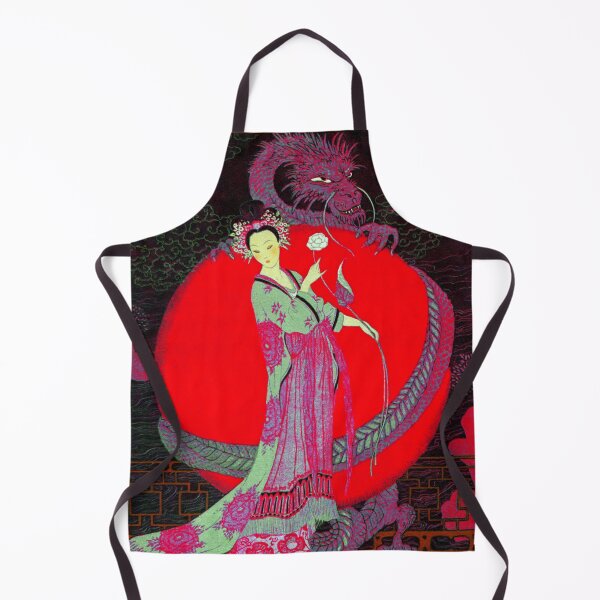 Item preview, TURANDOT ,CHINESE PRINCESS ,WHITE ROSE AND DRAGON Red Black Hues designed and sold by BulganLumini.