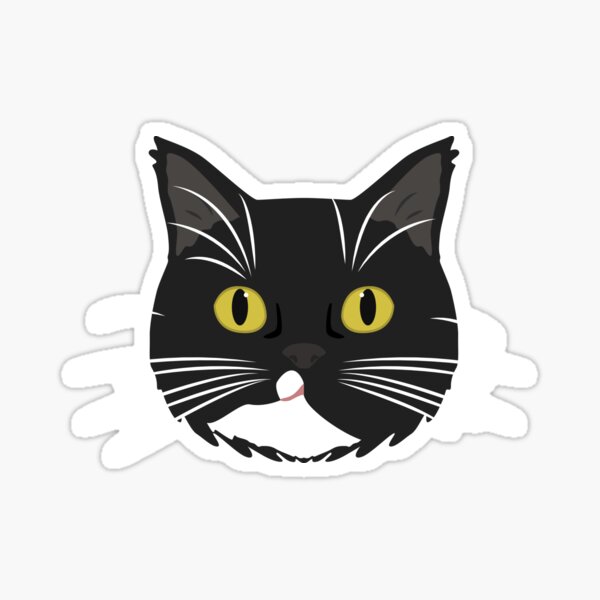 Black and White Cat with Yellow Eyes - Shadow Sticker