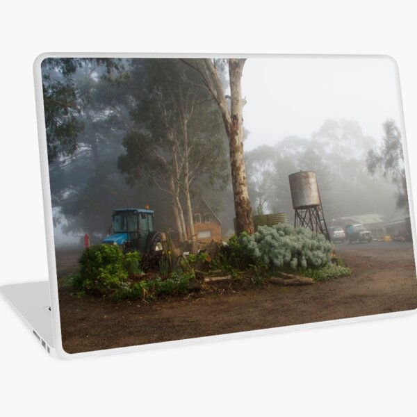 Misty Morning Willunga Hill by South Australian artist Avril Thomas Laptop Skin