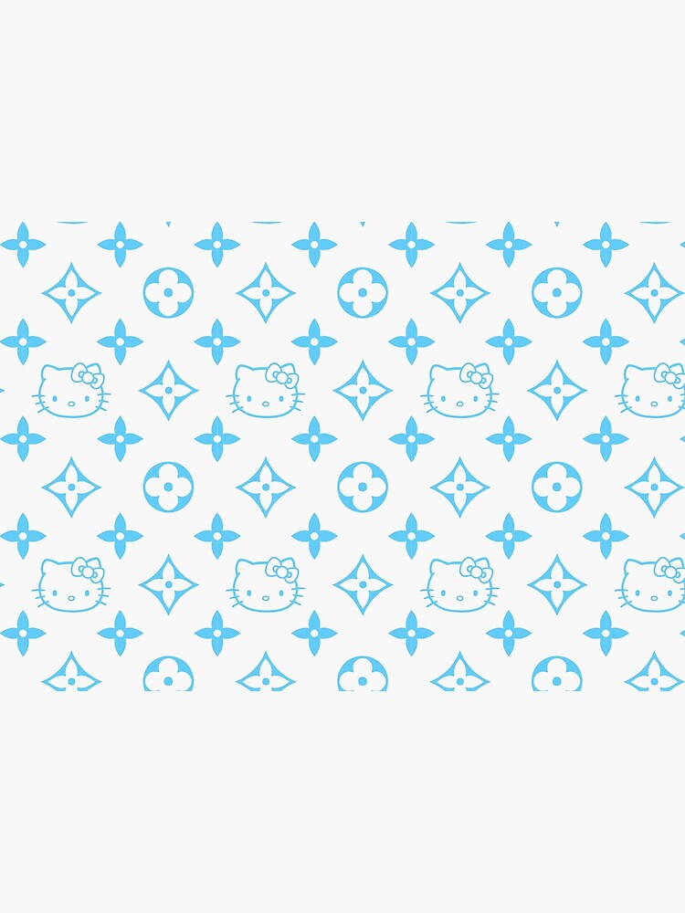 Light blue and white Y2K kitty designer print by lunar0000