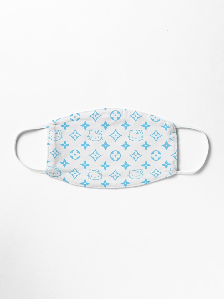 Alternate view of Light blue and white Y2K kitty designer print Mask