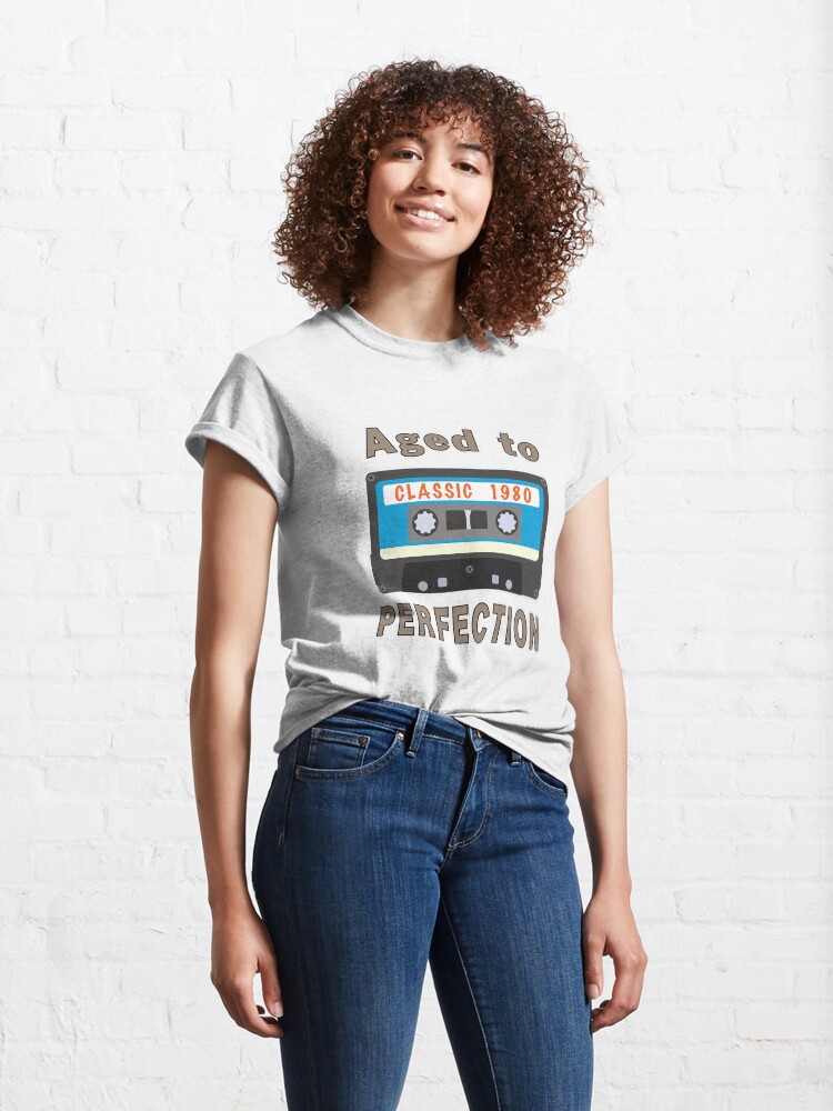 Alternate view of 1980 40th Birthday Aged to Perfection Cassette. Classic T-Shirt