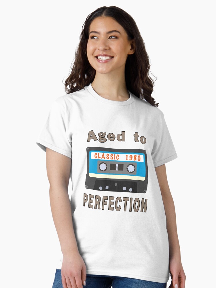 Thumbnail 2 of 7, Classic T-Shirt, 1980 40th Birthday Aged to Perfection Cassette. designed and sold by maxxexchange.