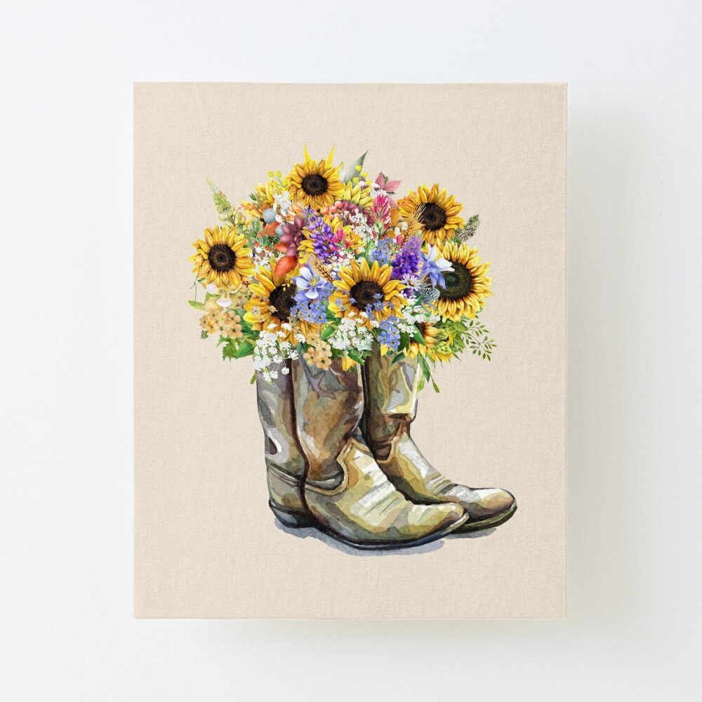 boots with sunflowers on them