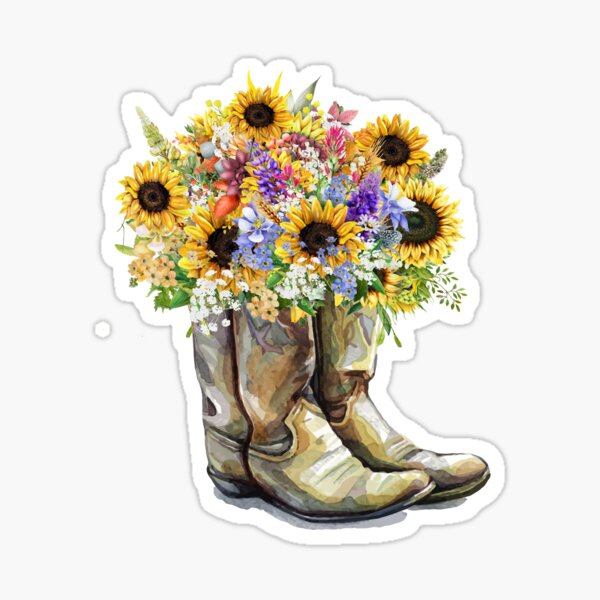 Aperçu de l'œuvre Bottes de cow-boy Bottes de cow-girl Tournesols créée et vendue par WildHoneyDesign.