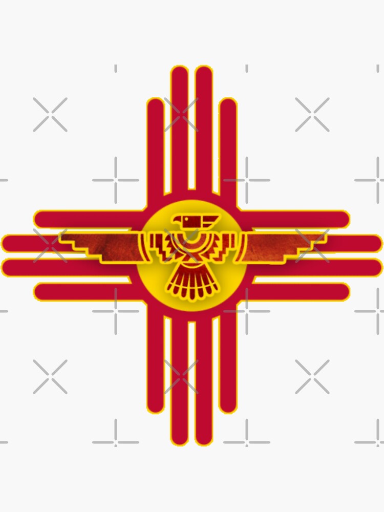 " New Mexico Flag Zia Symbol Floral Nature Eagle Southwest Sun" Sticker