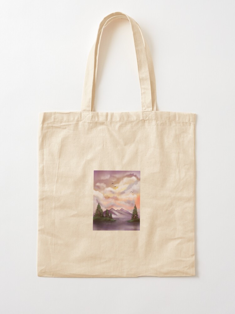 Pastel Sunrise Mountain Scene Silhouette Tote Bag