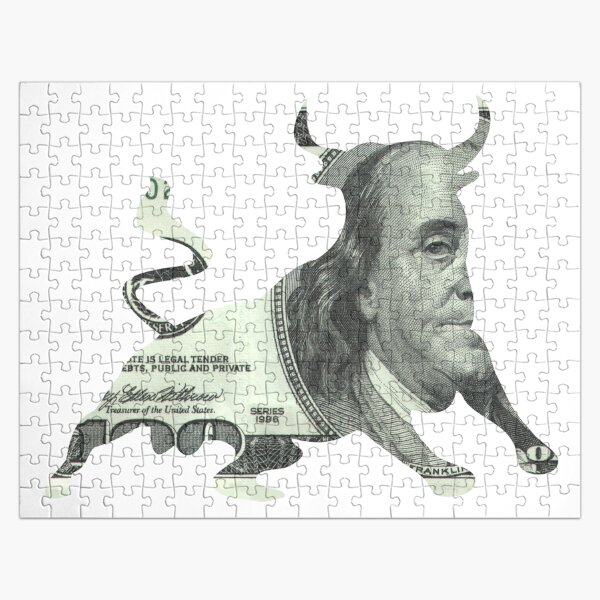 $100 Bill Bull - Stock Market Bull + Hundred Dollar Bill = Perfect! Jigsaw Puzzle