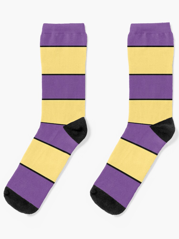 purple yellow stripes Socks for Sale by ZiphGames