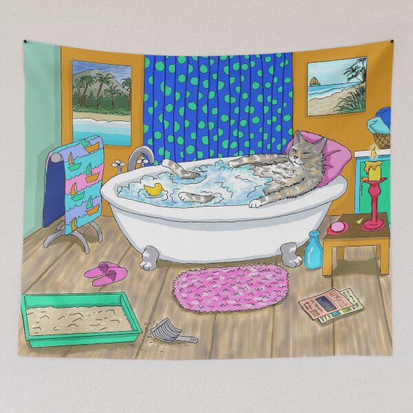 Item preview, Funny cat in bath Cat 665 designed and sold by artbylucie.